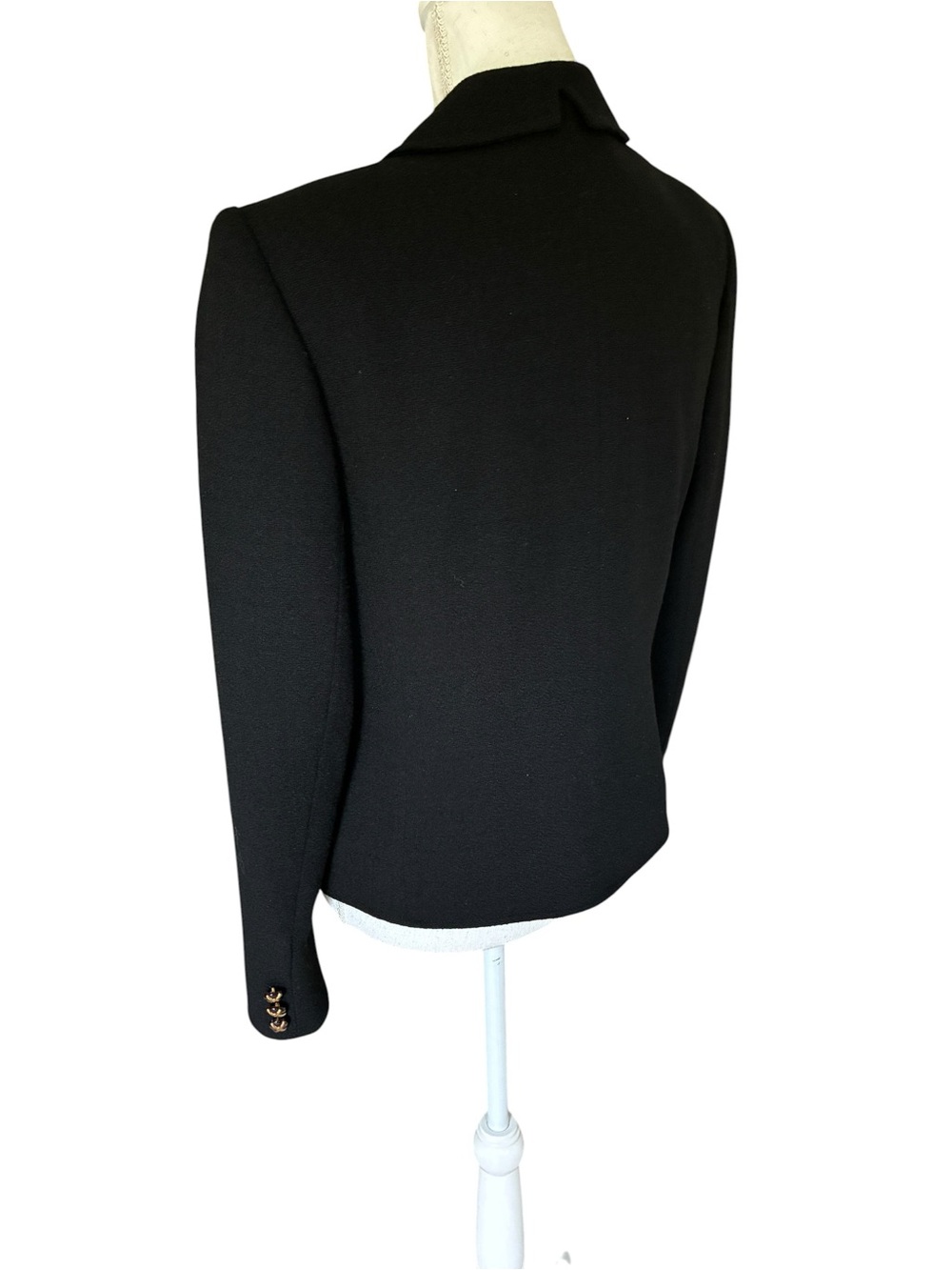 Vintage Herbert Grossman Cynthia Sobel Black Wool Jacket Gold X Buttons USA - Picture 14 of 14